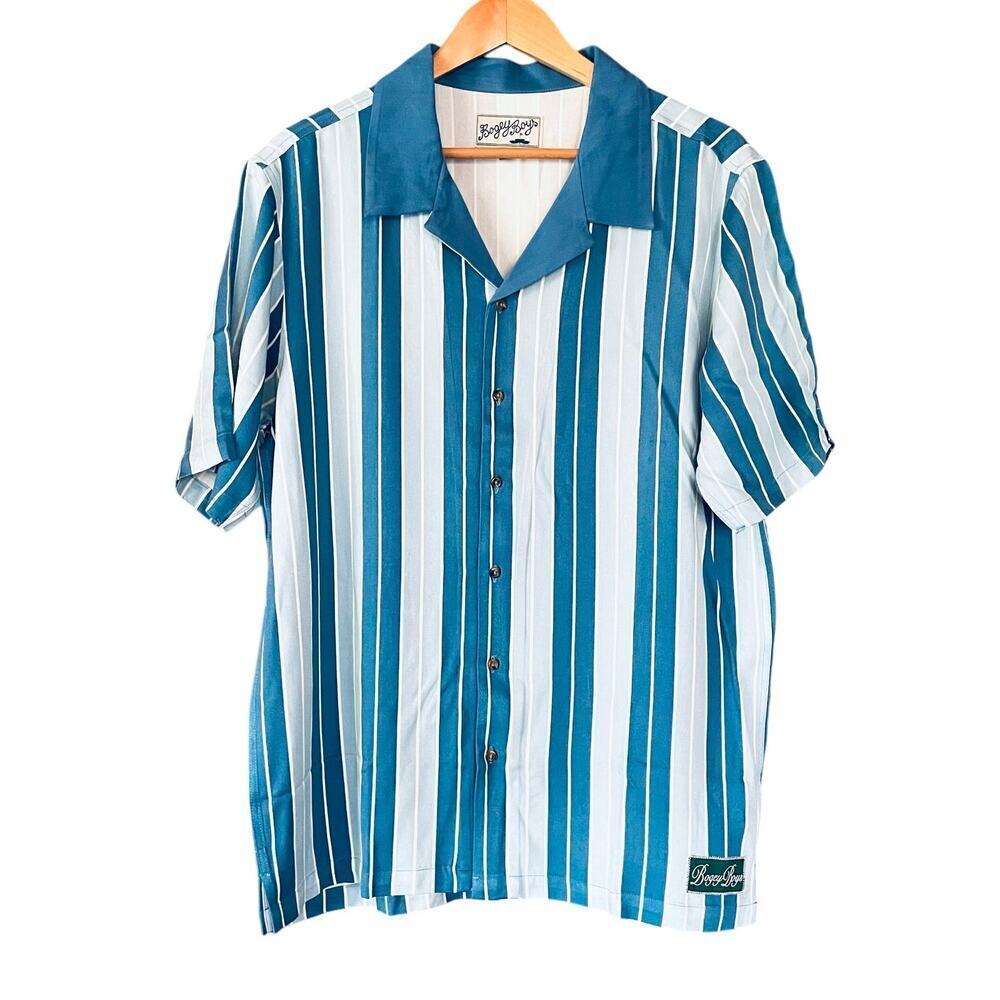 Bogey Boys Button Up Shirt Striped Short Sleeve Golf Size Small